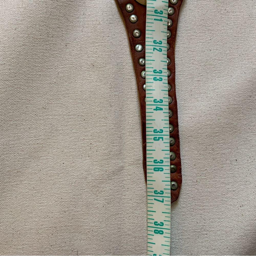 Handmade Vintage Brown Leather and Metal Belt - Picture 7 of 7